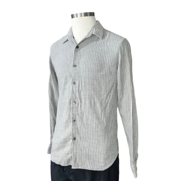 Theory Long Sleeve button down Shirt Gray & Black - Picture 1 of 5